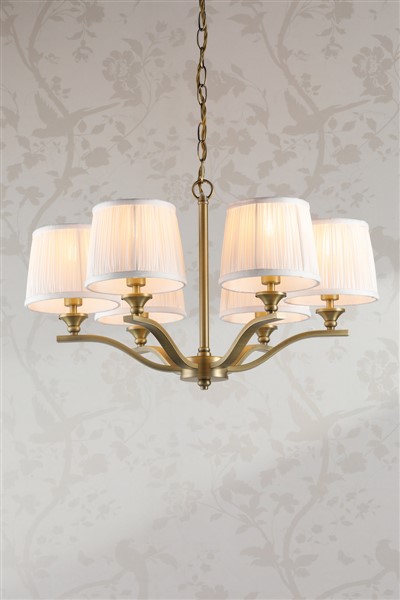 (image for) Laura Ashley Hemsley 6 Light Chandelier Matt Antique Brass With Shade